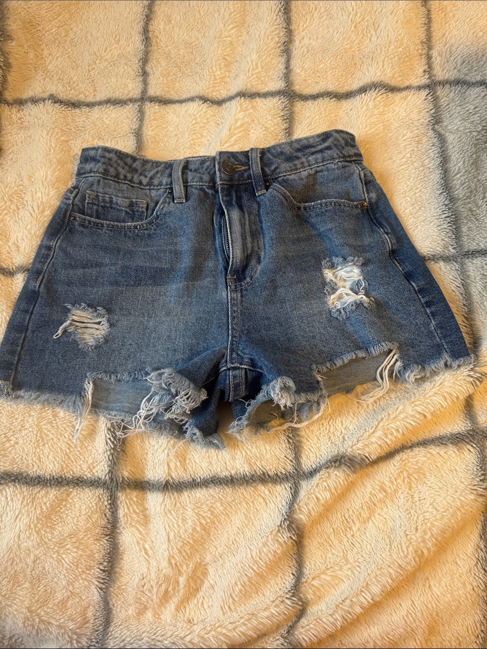YMI Distressed Denim Cutoff Shorts - Blue